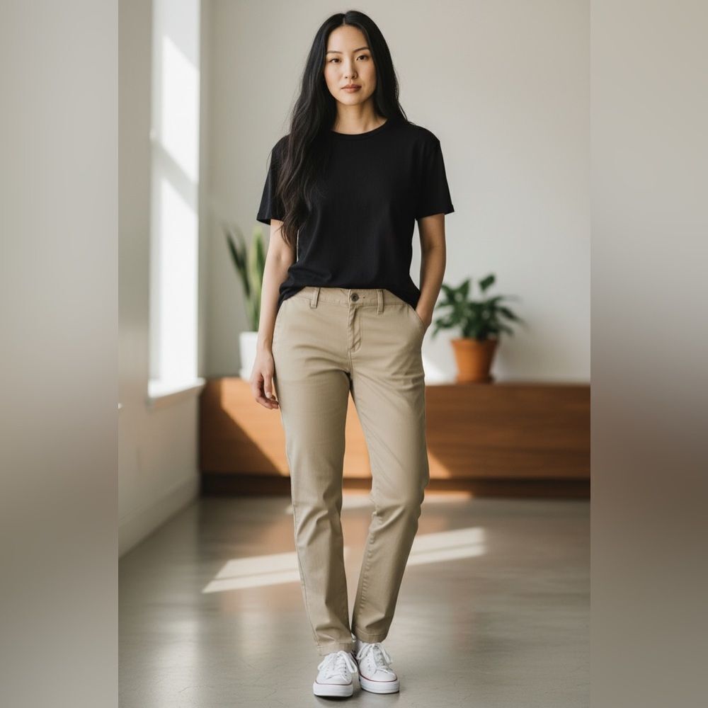 EUC Lucky Brand Women’s Khaki Chino Button Waist Straight Leg Pants - Size 25